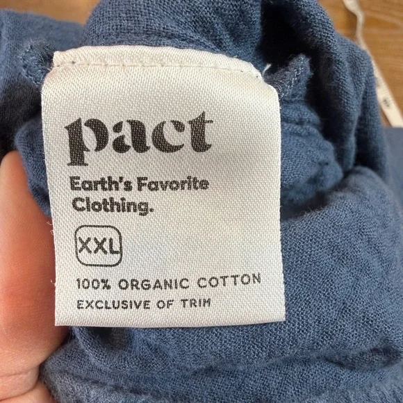 Pact Organic Coastal Double Gauze Split Hem Pants Blue Size XXL Lagenlook - Picture 7 of 11